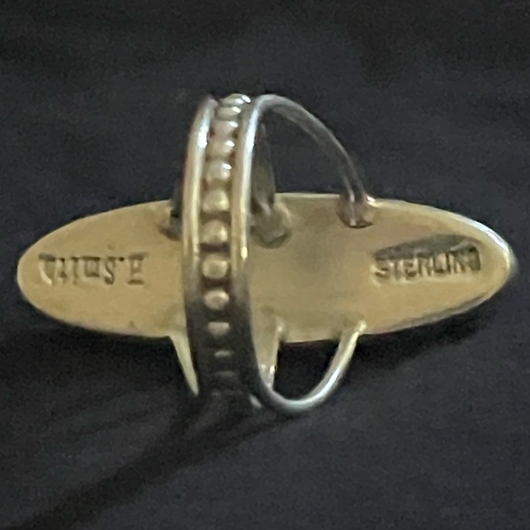 Silver and Orange Inlay Ring - Picture 2 of 5